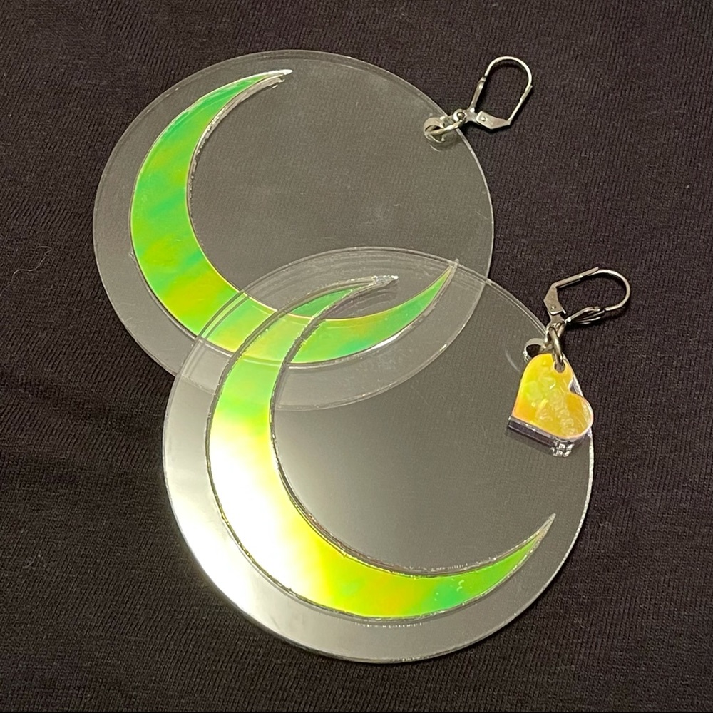 Marina Fini Acrylic Iridescent Crescent Moon Earrings 🌙